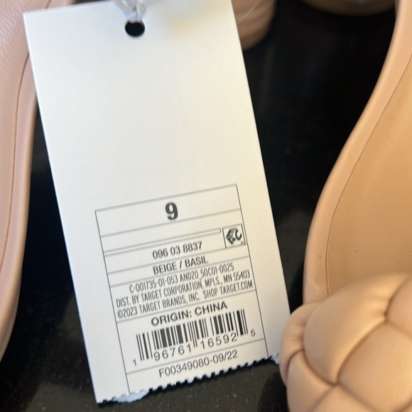 Women's Basil Mule Heels NWT A New Day Beige 9 Braided Open Toe 2 Strap Sandals - Picture 2 of 3